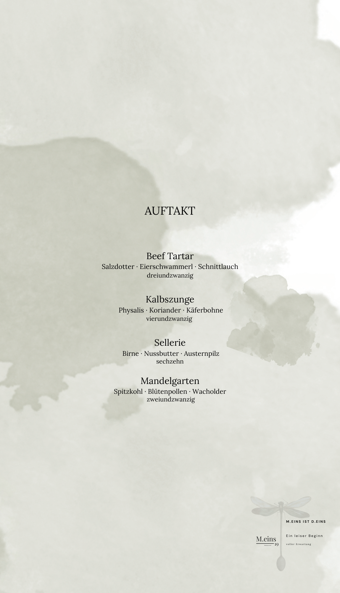 À-la-carte-Karte: Auftakt