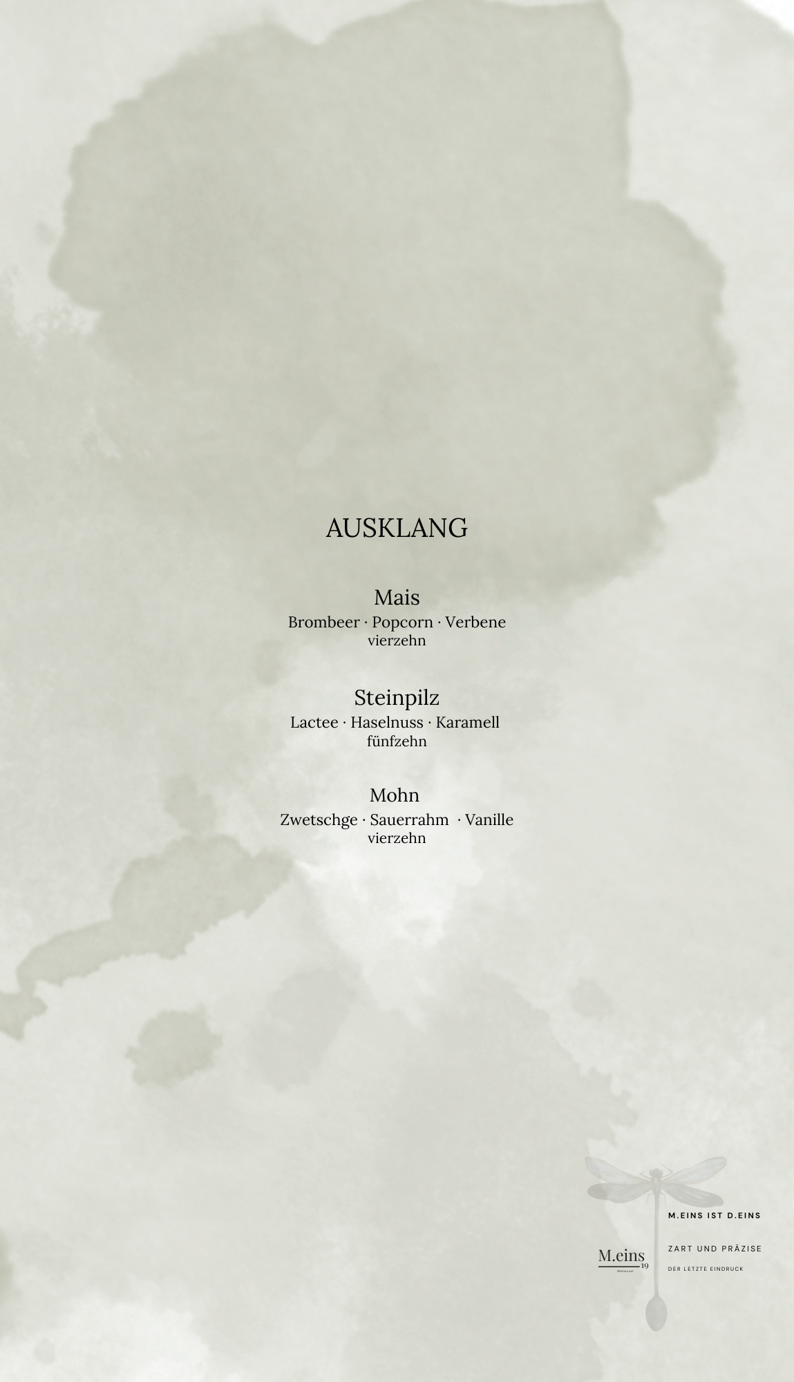 À-la-carte-Karte: Ausklang